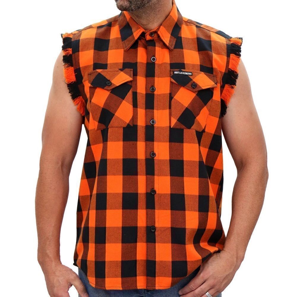 Hot Leathers Men’s Flannel Cutoff with Fringe